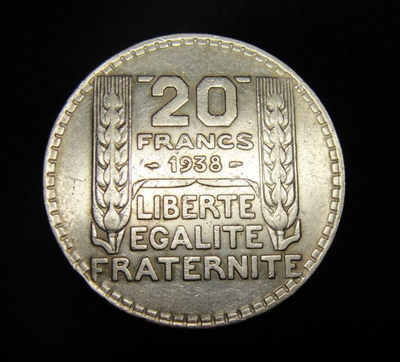 阿尔特米德古典钱币中国微拍第六期 法兰西第三共和国 法国1938年20法郎大银币