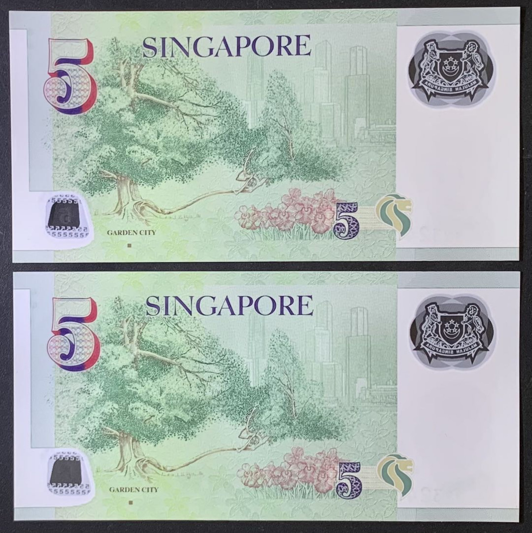 紫瑗钱币——微拍第112期—纸币场 新加坡 2005年 总统版 尤索夫 5元  塑料钞 2枚一组 UNC （P-47b)