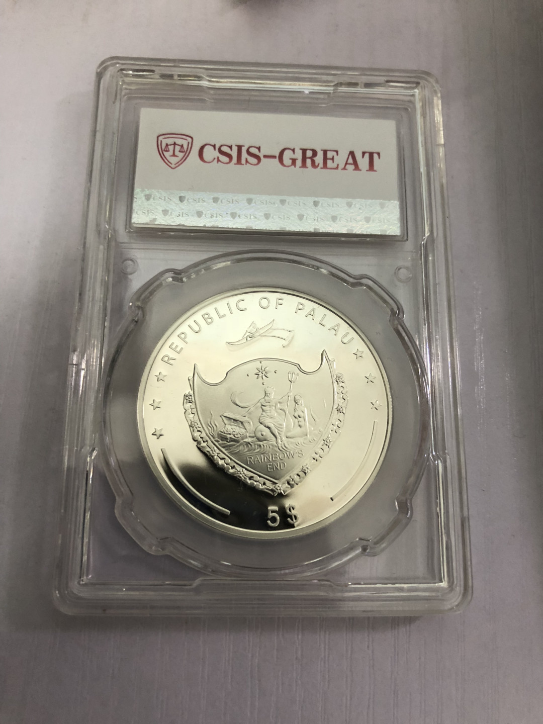 CSIS-GREAT评级精品钱币拍卖第五十九期 帕劳2007年鳄鱼镶嵌银币