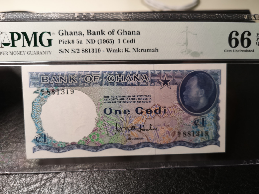 《外钞收藏家》第八十七期拍卖 加纳1965年1面额 pmg66