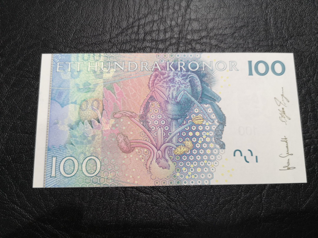 《外钞收藏家》第八十七期拍卖 瑞典倒二版 100克朗  林奈 全新unc
