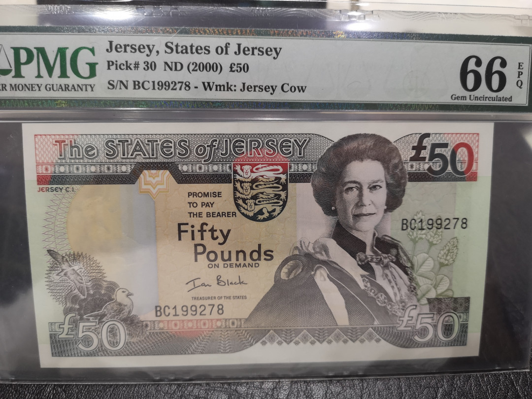 《外钞收藏家》第八十七期拍卖 泽西2000年50镑 pmg66
