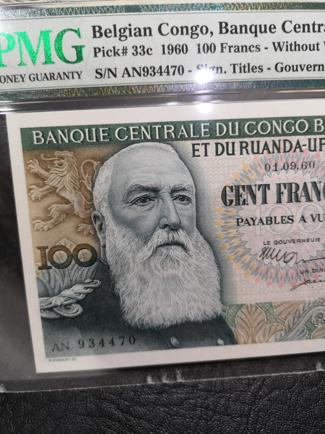 《外钞收藏家》第八十七期拍卖 比利时刚果1960年100法郎 比刚大胡子 名誉品