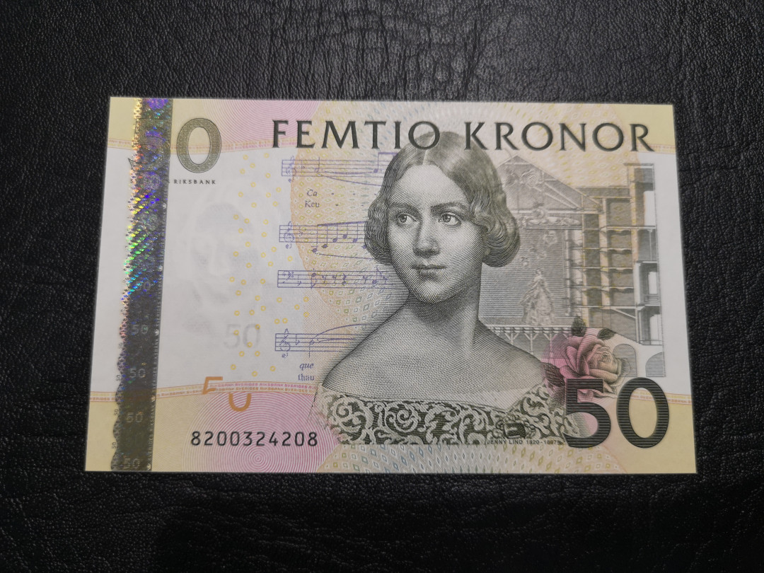 《外钞收藏家》第八十七期拍卖 瑞典50克朗  夜莺 全新unc