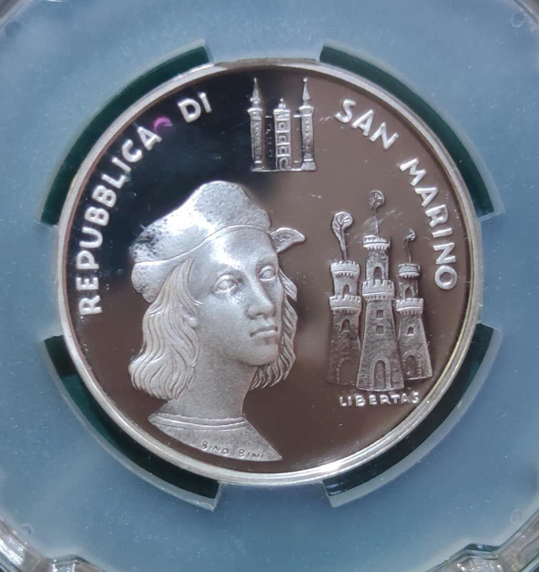 燕姐换藏第三十八拍 1983年圣马力诺画家拉斐尔500里拉精制银币