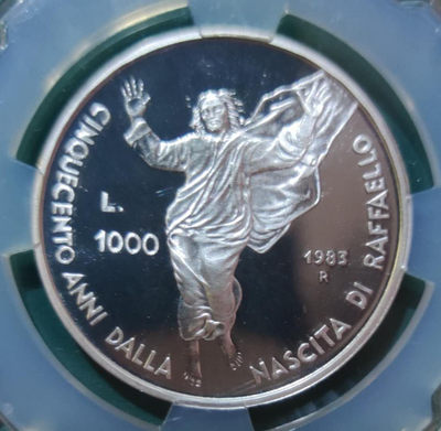 燕姐换藏第四十场 1983年圣马力诺画家拉斐尔1000里拉精制银币