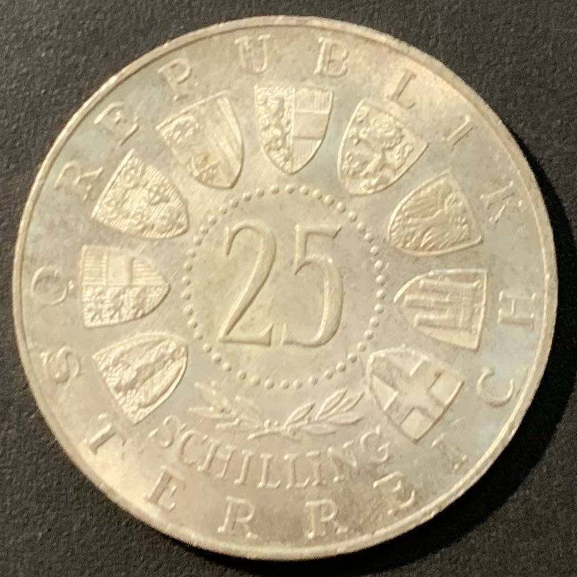 紫瑗钱币——微拍第113期 奥地利 1961年 布尔根兰建州40周年 25先令 13克 0.8银