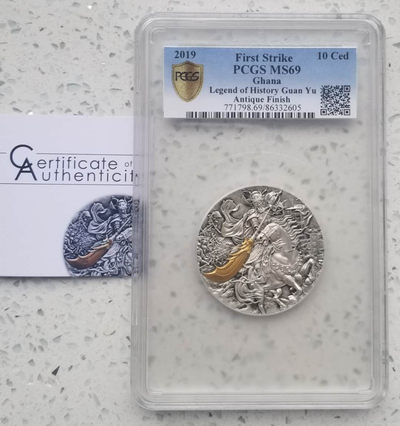 【随心拍&Getcoins】钱币拍卖第七十一期 加纳2019年义气千秋关云长2盎司仿古银币pcgs69