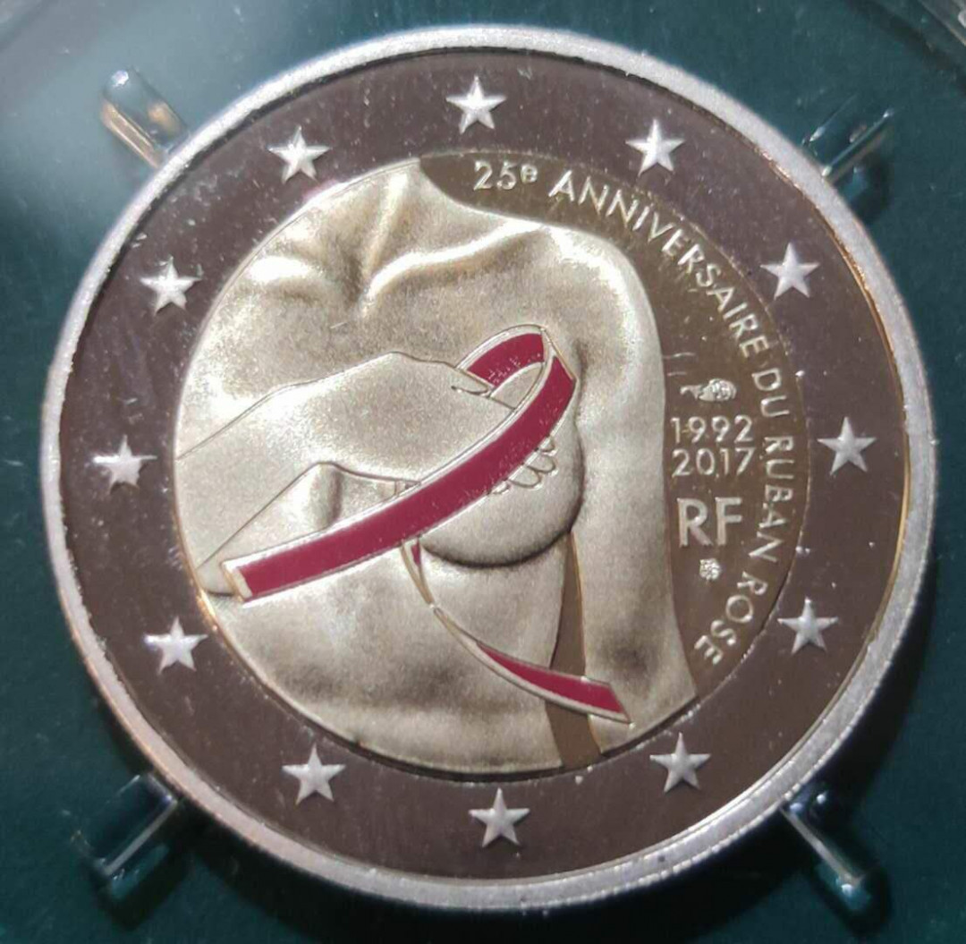 燕姐换藏第四十场 克劳斯获奖币2017法国粉红丝带精制币欧元