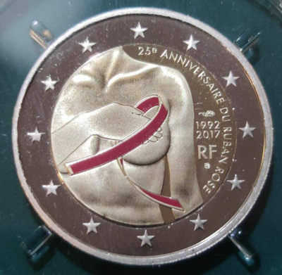 燕姐换藏第四十场 克劳斯获奖币2017法国粉红丝带精制币欧元