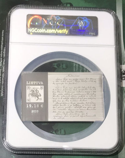 【随心拍&Getcoins】钱币拍卖第七十一期 立陶宛2020年LBCOIN区块链加密数字货币矩形彩银币NGC69 首期蓝标