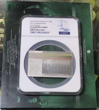 【随心拍&Getcoins】钱币拍卖第七十一期 立陶宛2020年LBCOIN区块链加密数字货币矩形彩银币NGC69 首期蓝标