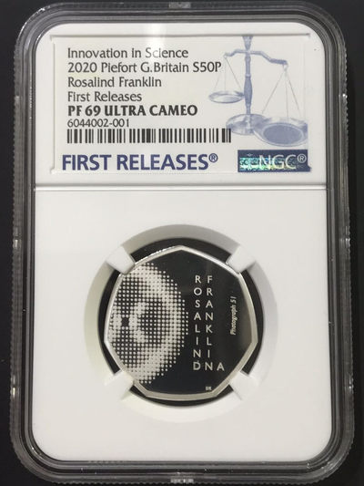 【随心拍&Getcoins】钱币拍卖第七十一期 英国2020年物理学家罗莎琳德·富兰克林加厚银币NGC69 首期蓝标