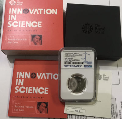 【随心拍&Getcoins】钱币拍卖第七十一期 英国2020年物理学家罗莎琳德·富兰克林加厚银币NGC69 首期蓝标
