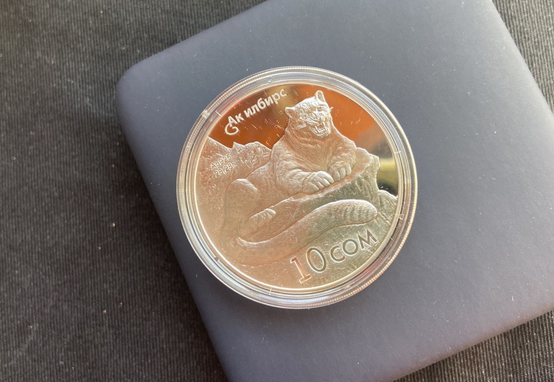 【币观天下】第125场钱币拍卖～ 【吉尔吉斯斯坦】吉尔吉斯斯坦2012年 10索姆 大型猫科食肉动物·雪豹 纪念 大银币