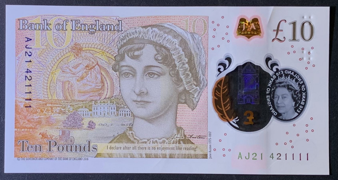 紫瑗钱币——微拍第114期—纸币场 英国 2015年 南丁格尔 10英镑 狮子号1111 UNC 有一小折印