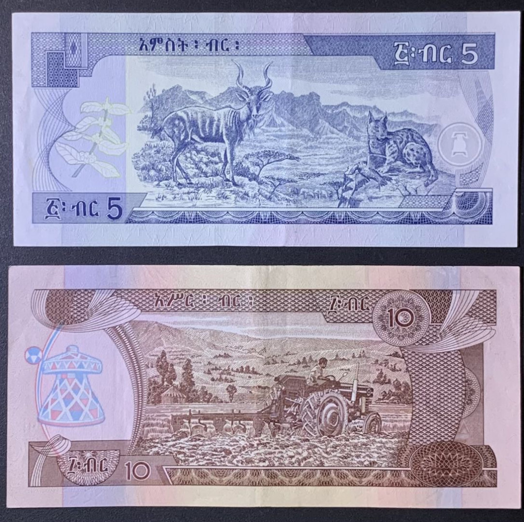 紫瑗钱币——微拍第114期—纸币场 埃塞俄比亚 2017年 5 10比尔 2枚一组 AU品