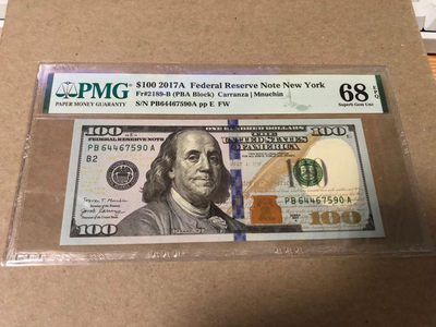 【Blue Auction】世界纸币精拍第30期(共57拍） - 美国 2017年100元 PMG68EPQ 超高分