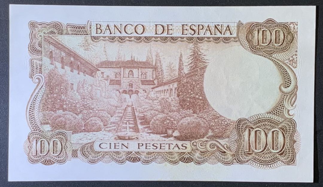 紫瑗钱币——微拍第114期—纸币场 西班牙 1970（1974）年 曼努埃尔·德法拉 100比塞塔  UNC（P-152a）