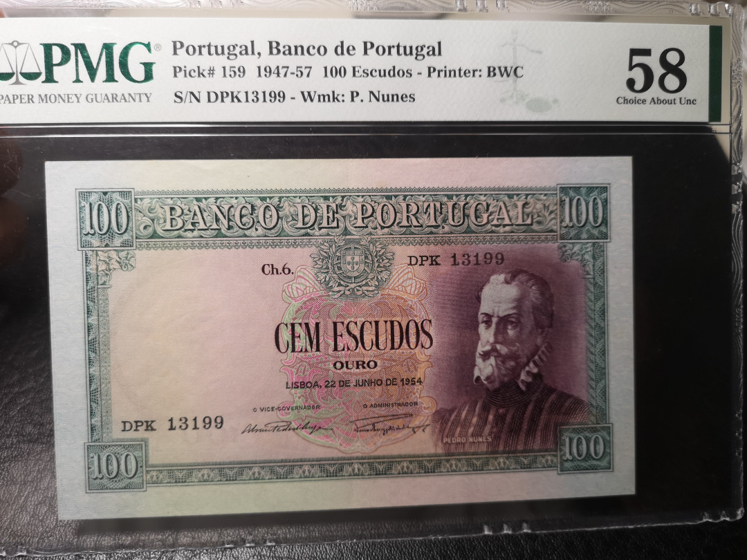 《外钞收藏家》第八十八期拍卖 葡萄牙1947-57年100 pmg58  BWC印刷