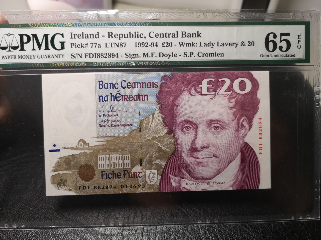 《外钞收藏家》第八十八期拍卖 爱尔兰末版 20镑 pmg65 a版