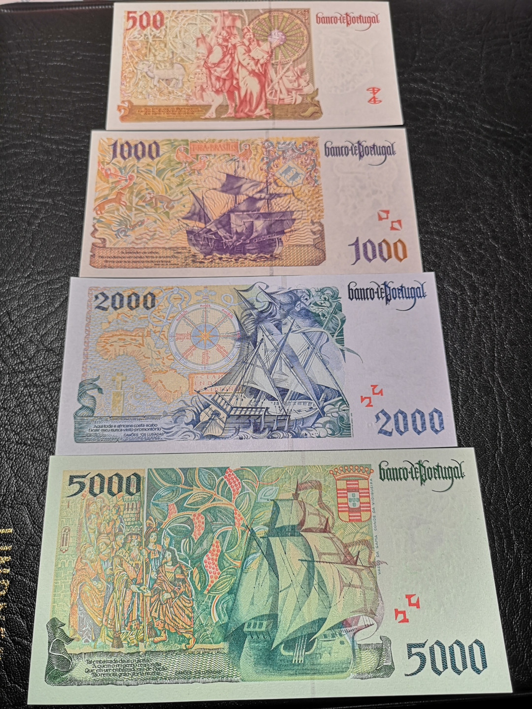 《外钞收藏家》第八十八期拍卖 葡萄牙末版 5000、2000、1000、500四张 全新绝品 