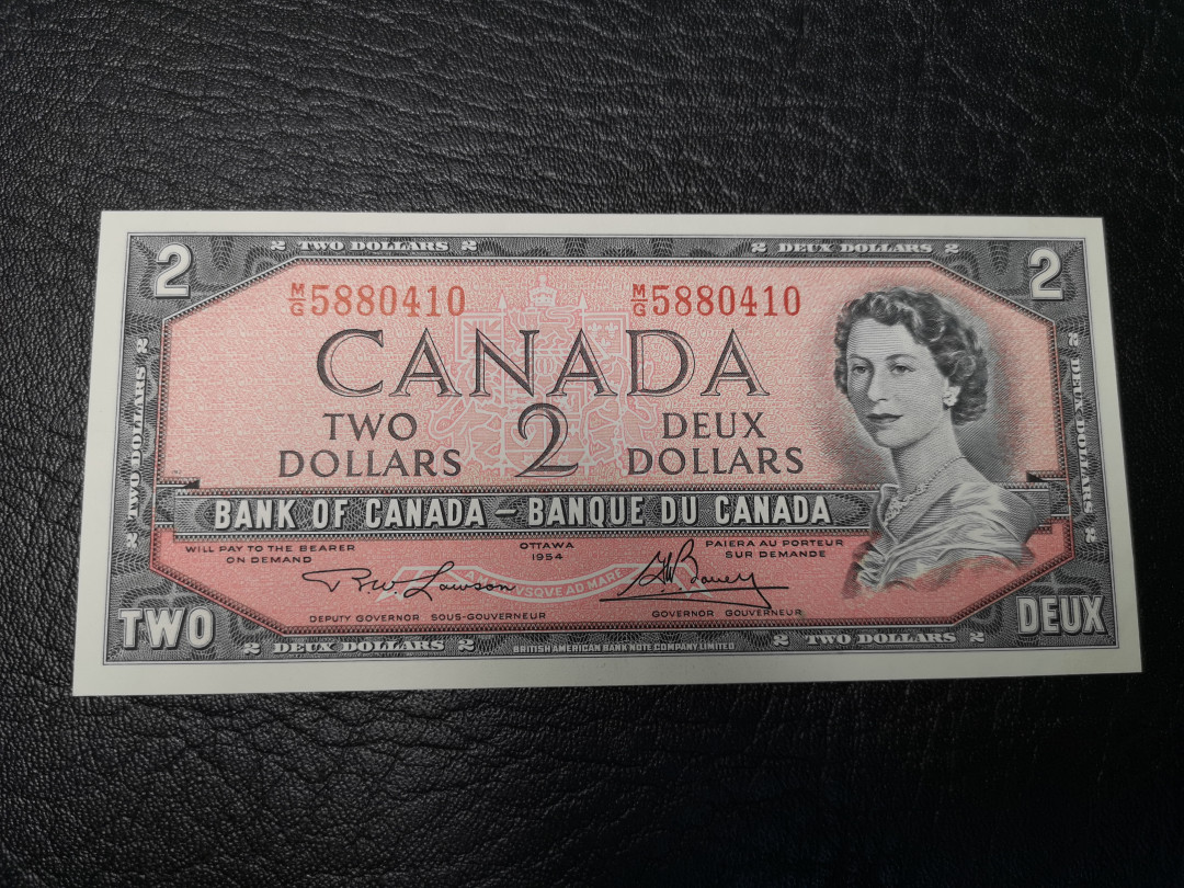 《外钞收藏家》第八十八期拍卖 加拿大 风景版 1954年2加元  全新