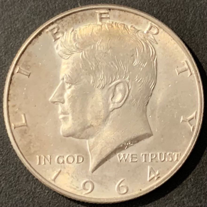 紫瑗钱币——微拍第115期 美国 1964年 肯尼迪 50分 半美元 12.5克 0.9银 UNC