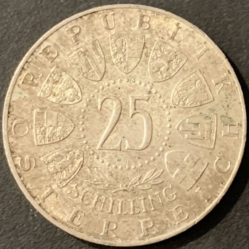 紫瑗钱币——微拍第115期 奥地利 1958年 化学家奥尔诞辰100周年 25先令 13克 0.8银