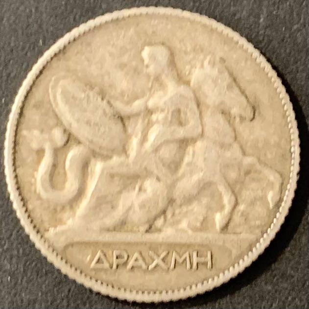 紫瑗钱币—微拍第119期  希腊 1910年 忒提斯神 1德拉克马 5克 0.835银