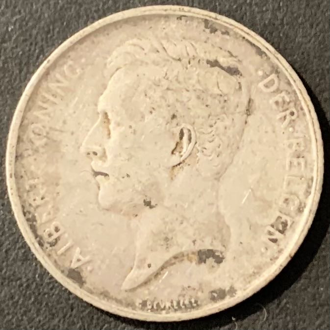 紫瑗钱币——微拍第115期 比利时 1912年  阿尔贝一世 1法郎 5克 0.835银