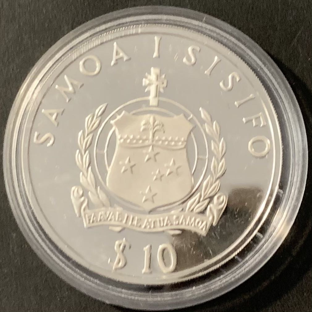 紫瑗钱币——微拍第115期 西萨摩亚 1991年 92巴塞罗那 铅球 10塔拉 31.47克 0.925银 精制