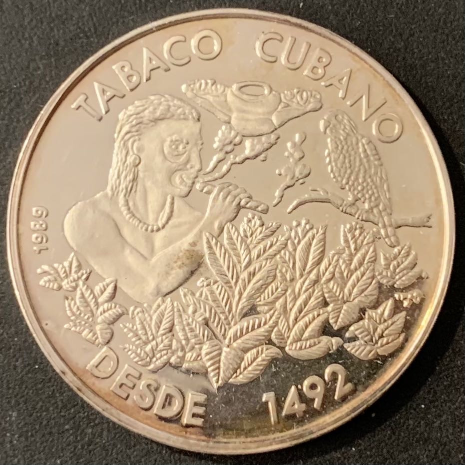 紫瑗钱币——微拍第115期 古巴 1989年 古巴烟草 5比索 16克 0.999银 精制 （发行量2000枚）