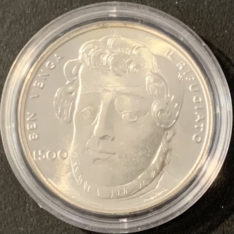 紫瑗钱币——微拍第115期 意大利 1982年 加里波第逝世100周年 500里拉 11克 0.835银 BU