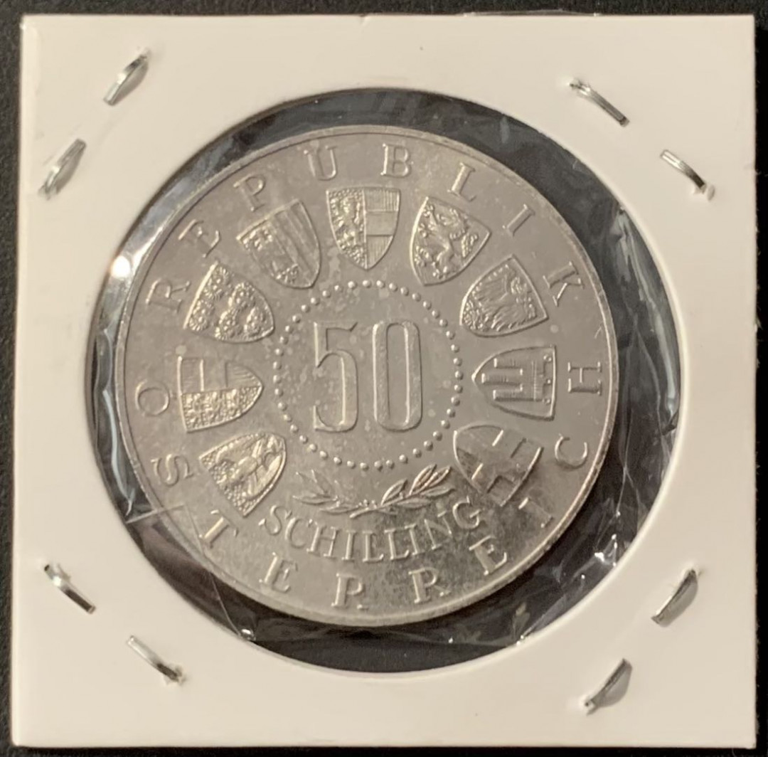 紫瑗钱币——微拍第115期 奥地利 1964年  因斯布鲁克冬奥会 50先令 20克 0.9银 UNC