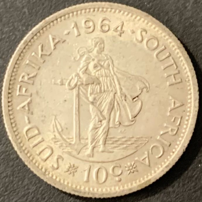 紫瑗钱币——微拍第115期 南非 1964年 总督吕贝克 10分 5.66克 0.5银 UNC