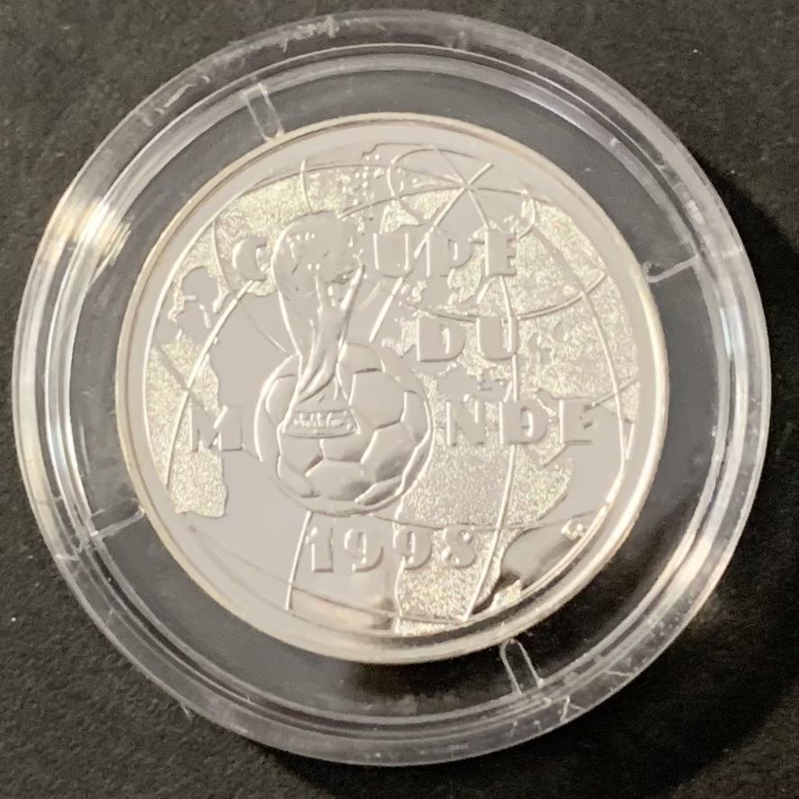 紫瑗钱币——微拍第115期 法国 1997年 98世界杯 1法郎 12克 0.9银 UNC 原盒