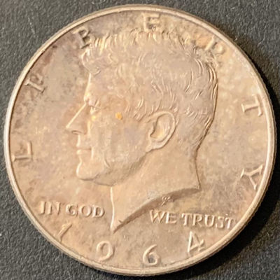 紫瑗钱币——微拍第115期 - 美国 1964年 肯尼迪 50分 半美元 12.5克 0.9银 彩虹包浆