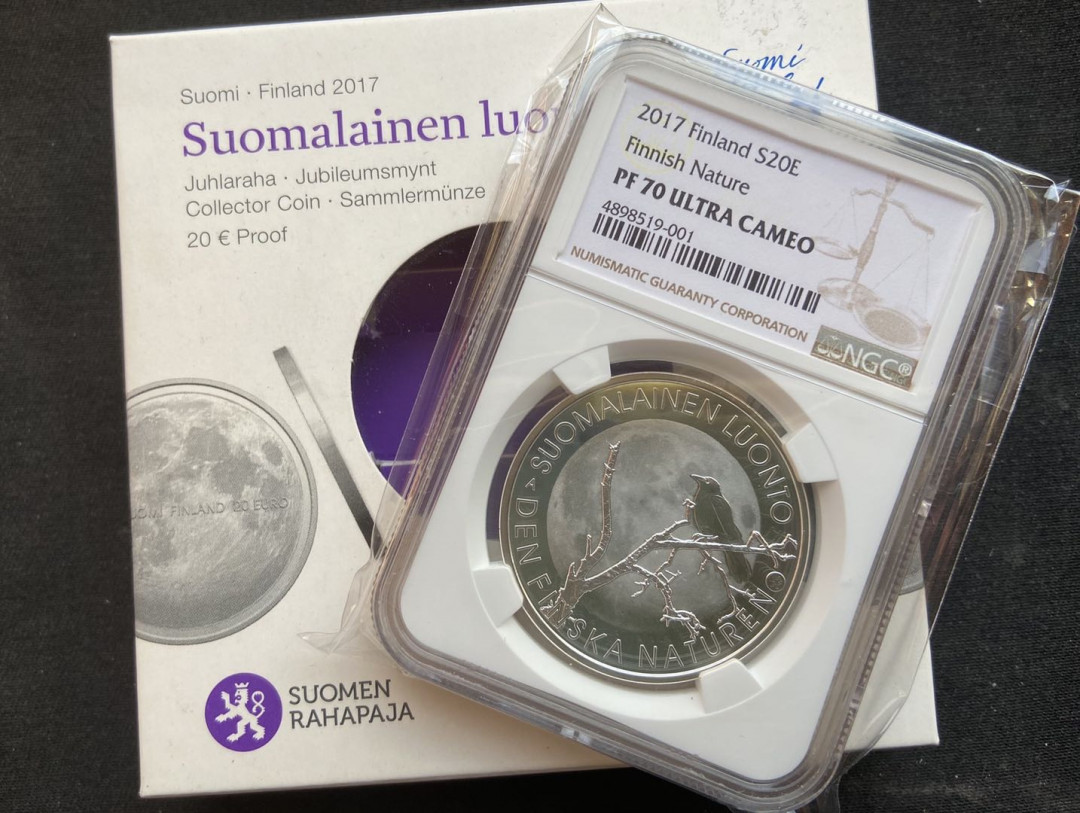 【币观天下】第126期钱币拍卖～ 【芬兰】芬兰月下乌鸦20欧元【ngc70】