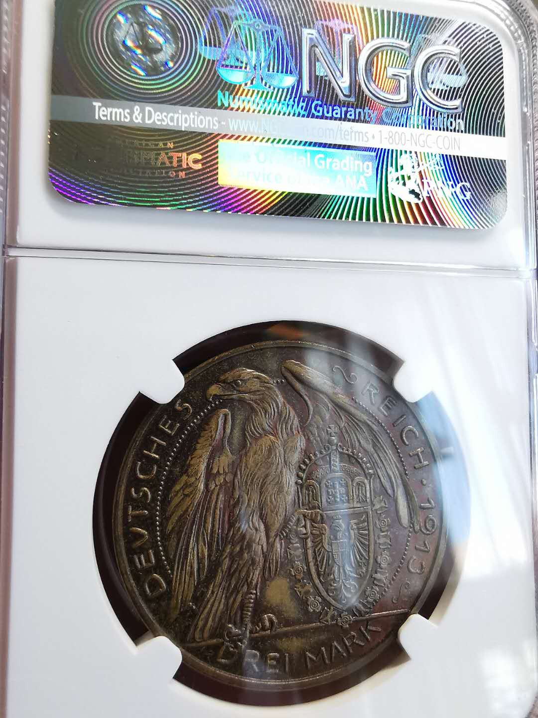 凡希社世界钱币微拍第一百三十六期 荐！1913巴伐利亚3马克铜样NGC-PF64哥茨作品！