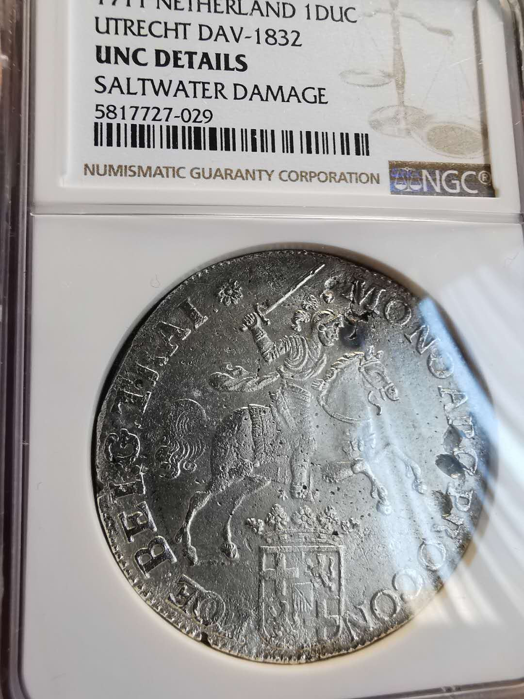 凡希社世界钱币微拍第一百三十六期 1711荷兰大马剑NGC-UNCD沉船币