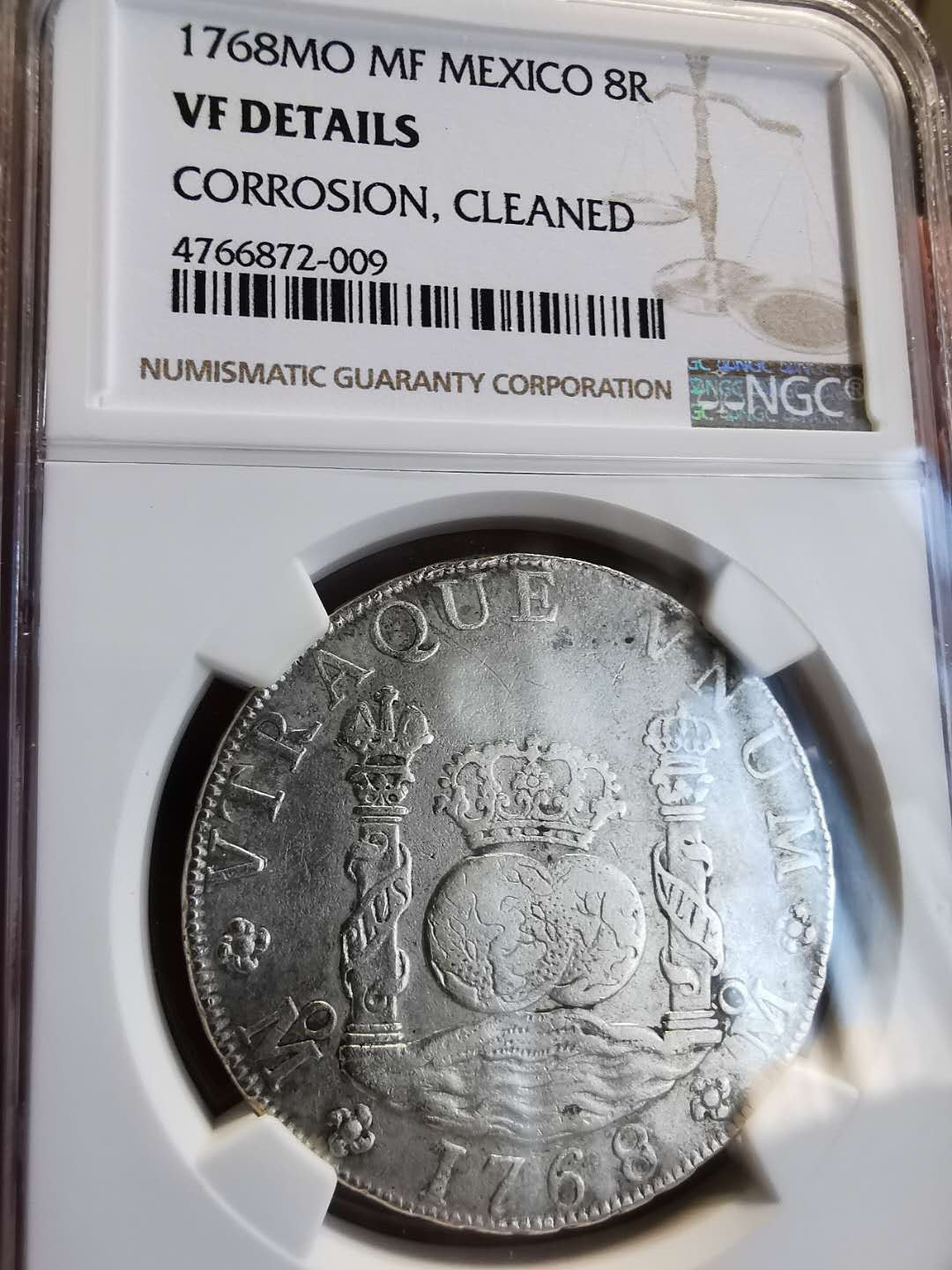 凡希社世界钱币微拍第一百三十六期 1768墨西哥地球双柱NGC-VFD