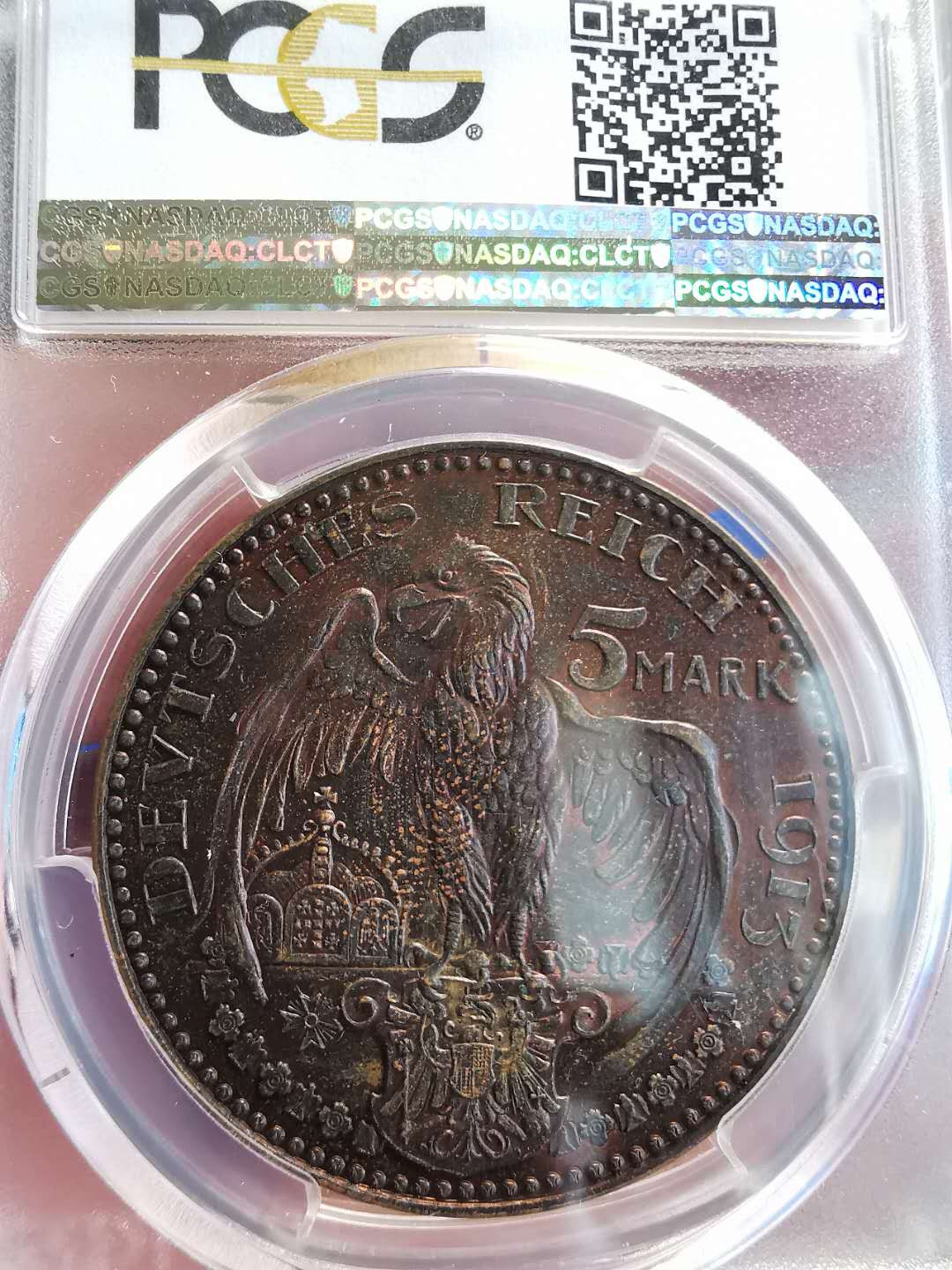 凡希社世界钱币微拍第一百三十六期 1913巴伐利亚5马克精铸铜样PCGS-PF63稀见品种！