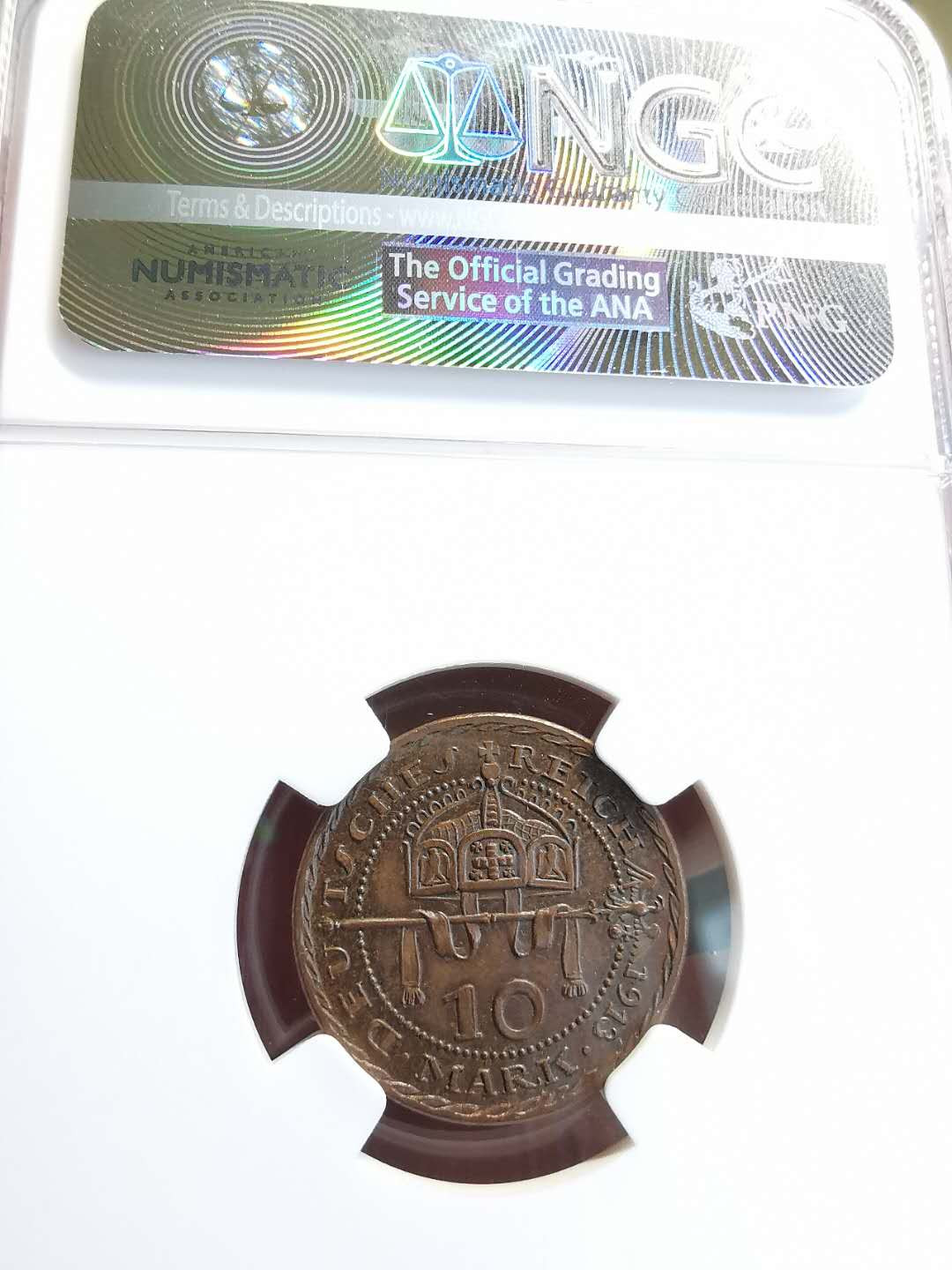 凡希社世界钱币微拍第一百三十六期 1913巴伐利亚10马克金币铜样NGC-PF64