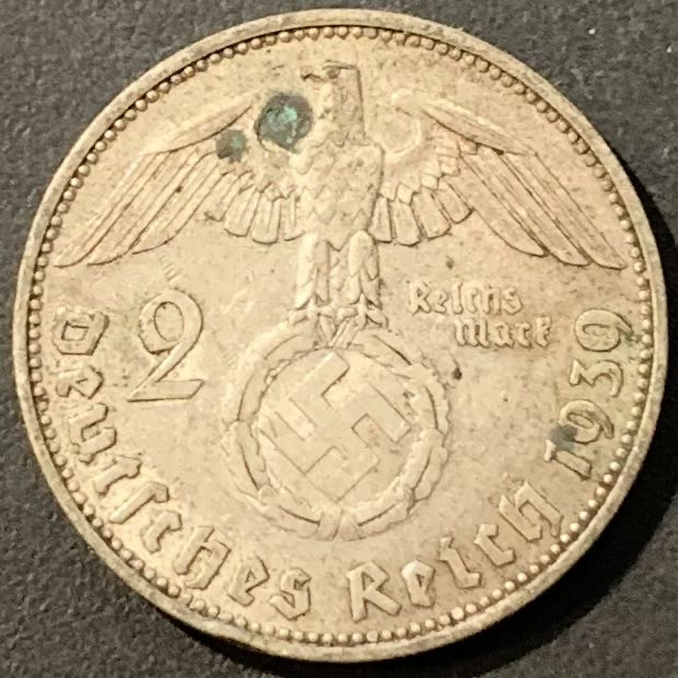 紫瑗钱币——微拍第115期 德国 1939年 J版 兴登堡 2马克 8克 0.625银 