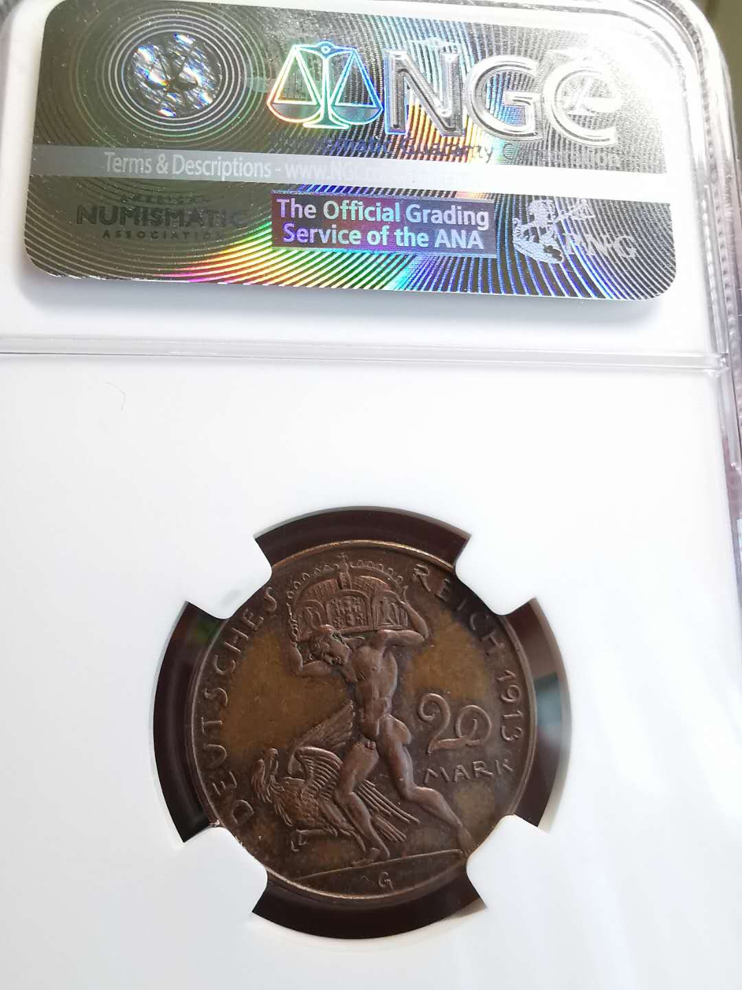 凡希社世界钱币微拍第一百三十六期 1913巴伐利亚20马克金币铜样NGC-PF63