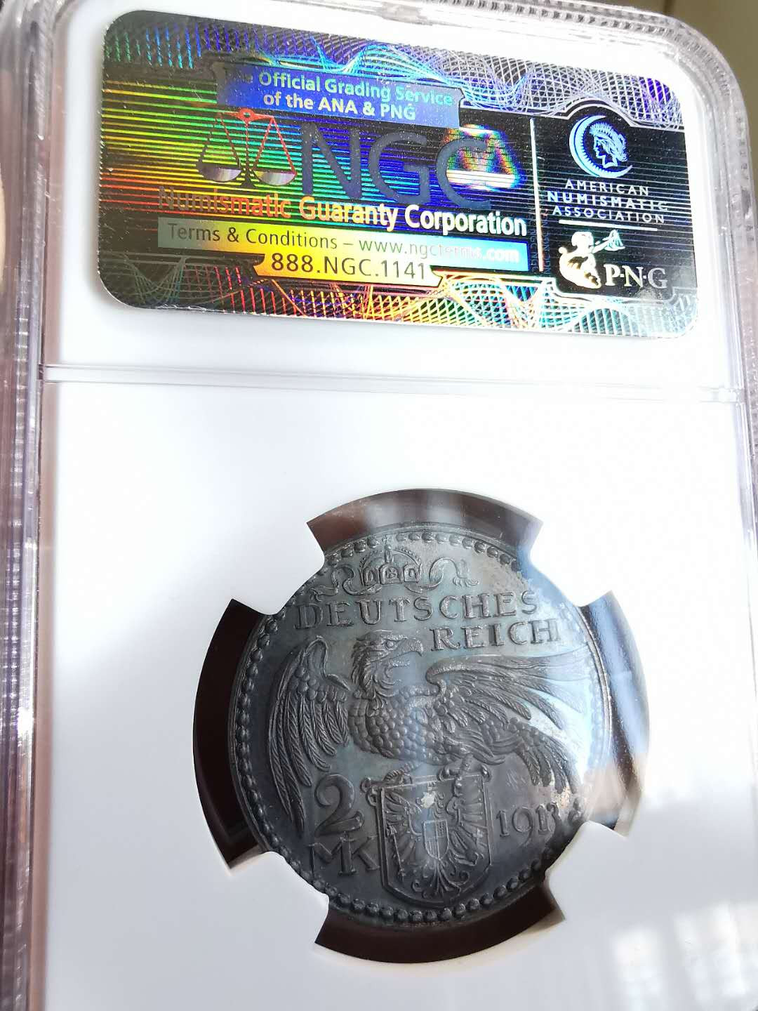 凡希社世界钱币微拍第一百三十六期 罕！1913巴伐利亚2马克精铸银样NGC-PF66五彩顶级品！