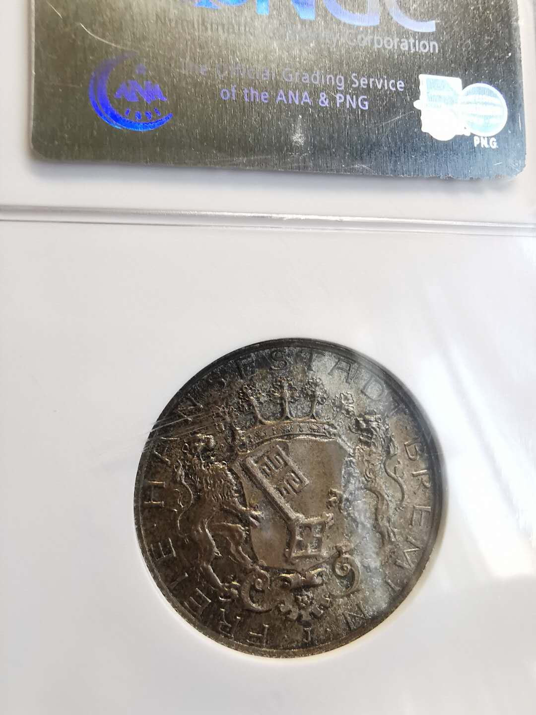 凡希社世界钱币微拍第一百三十六期 荐！1904J德国不来梅2马克NGC-MS64烟色包浆顶级品！