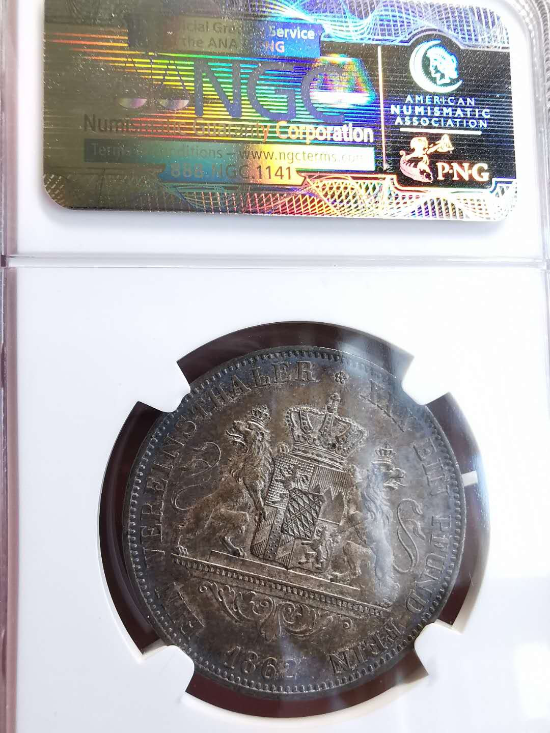 凡希社世界钱币微拍第一百三十六期 1862巴伐利亚双狮泰勒NGC-MS63
