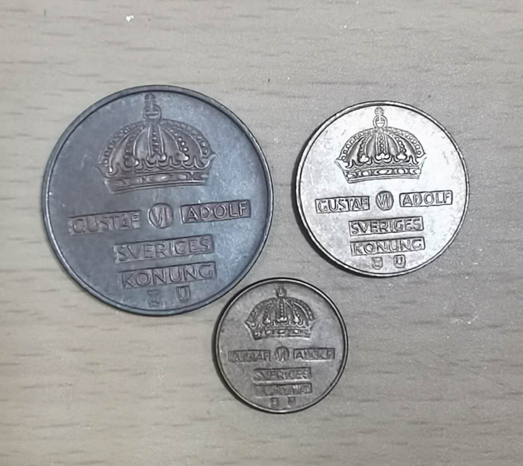北京马甸外币专卖拍卖第二十七期，非贵金属流通币，纪念币专场，陆续上新，欢迎关注。 瑞典5，2，1欧尔铜币，品相如图